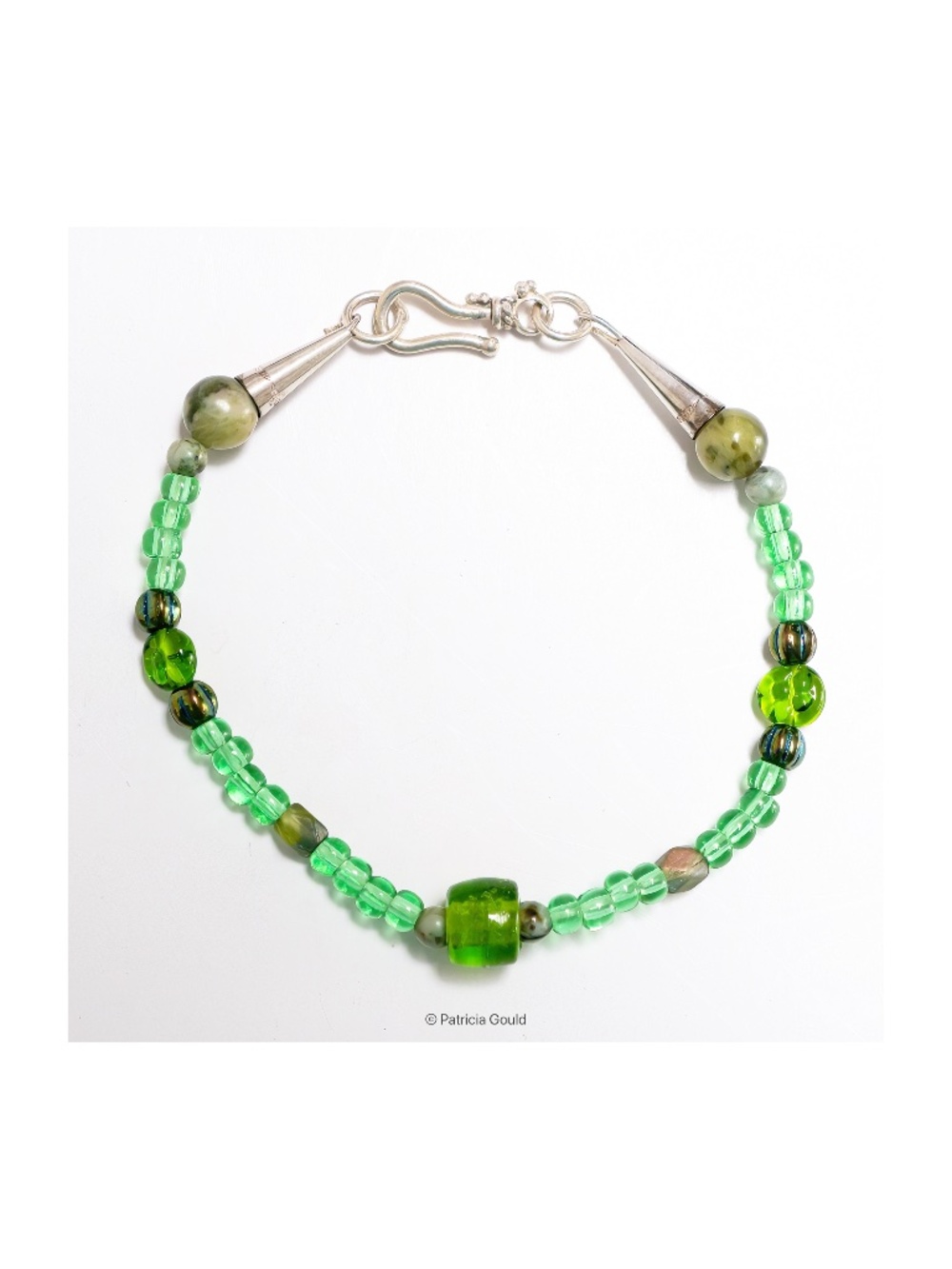 Handmade glass beaded 8" bracelet - one of a kind BR7